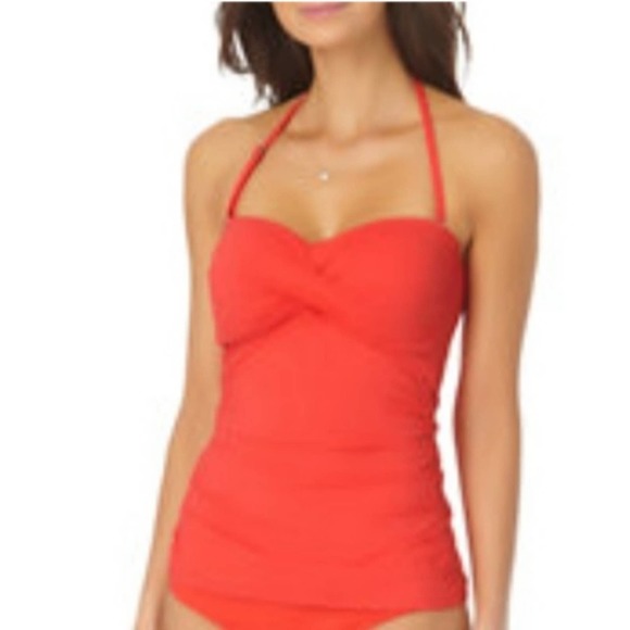 Anne Cole Other - Anne Cole Twist Front Bandeau Tankini Swim Top XS Coral